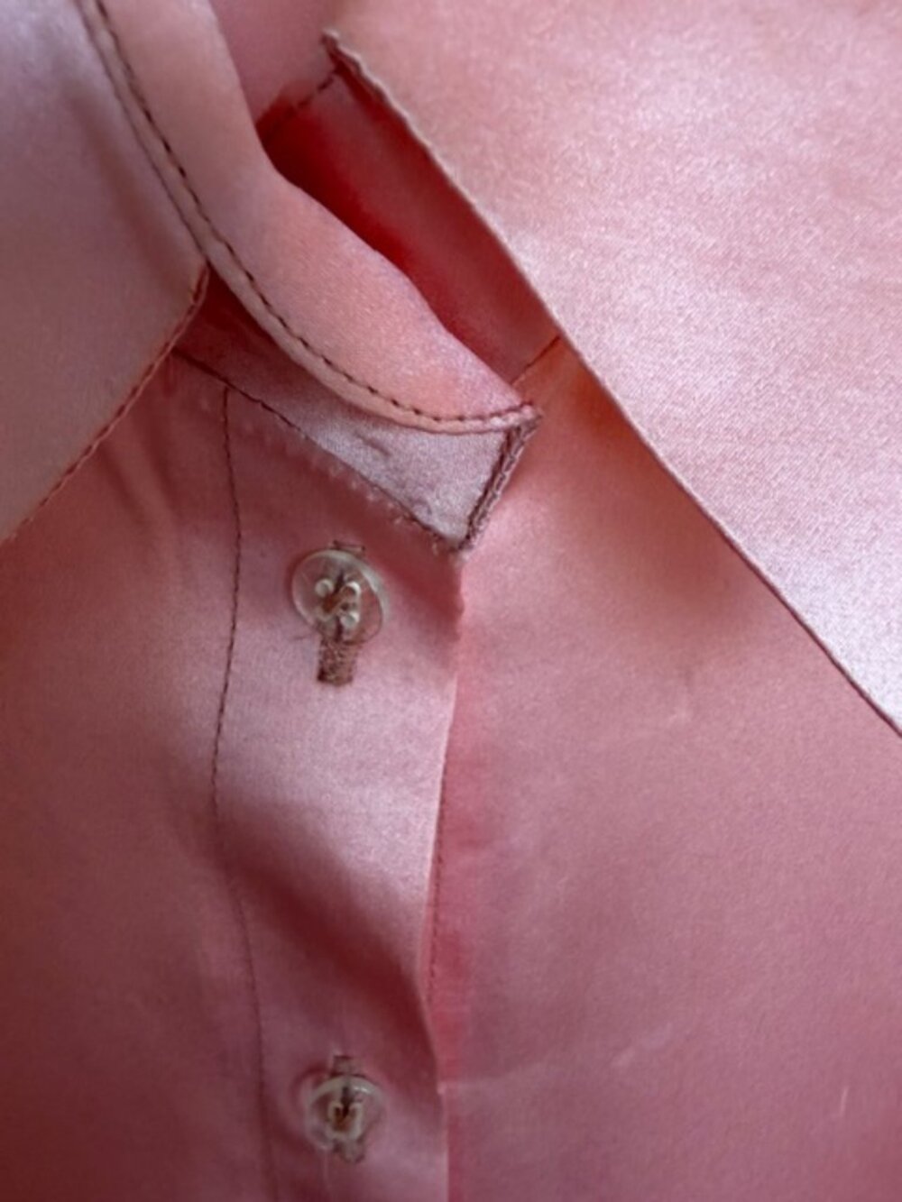 100% Satin Silk Shirt, baby pink color with collars and cuff,